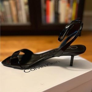 Calvin Klein “Gerri” patent leather strappy sandals, brand new in box